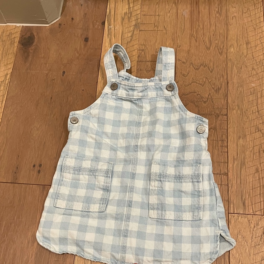 Gap denim gingham overall dress 2T